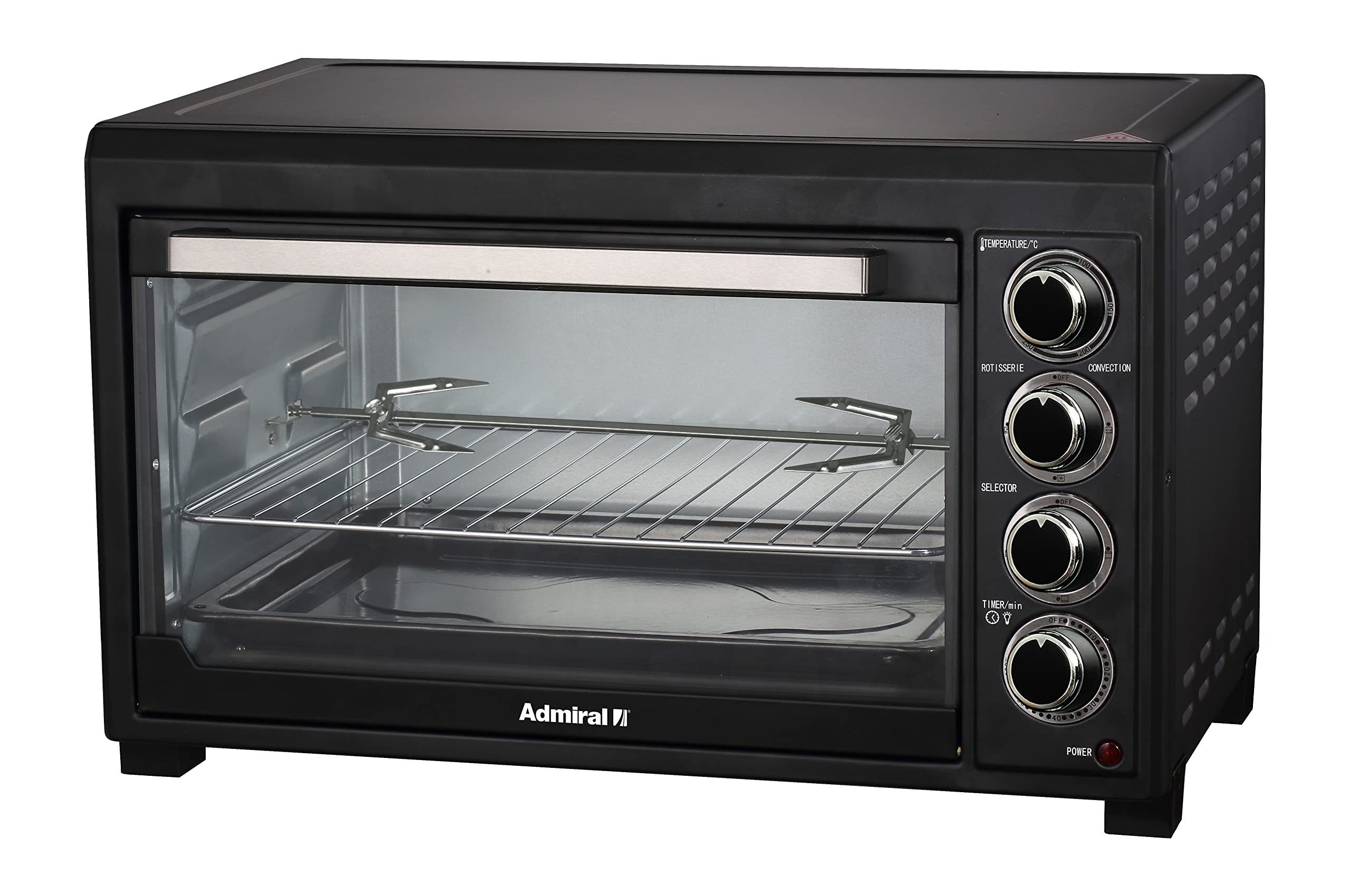 Admiral 45L Stainless Steel Electric Oven with Motorized Rotisserie, 2800W, Adjustable Temperature, 60 Minutes Timerادميرال فرن كهربائي من الستانلس ستيل بسعة 45 لتر مع شواية بمحرك بقدرة 2800 واط ودرجة حرارة قابلة للتعديل ومؤقت 60 دقيقة Admiral 45L Stainless Steel Electric Oven with Motorized Rotisserie, 2800W, Adjustable Temperature, 60 Minutes Timerادميرال فرن كهربائي من الستانلس ستيل بسعة 45 لتر مع شواية بمحرك بقدرة 2800 واط ودرجة حرارة قابلة للتعديل ومؤقت 60 دقيقة
